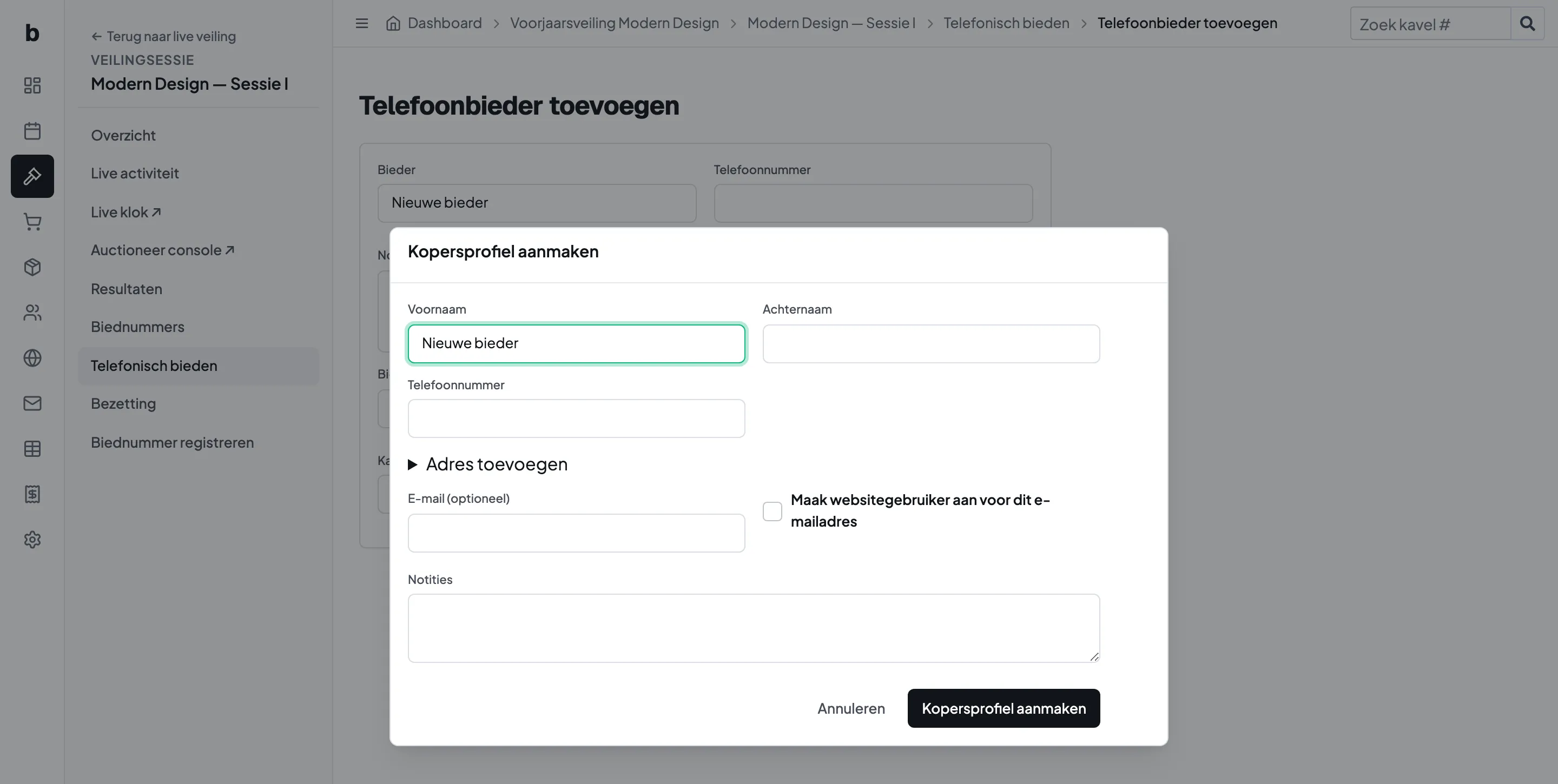 Telefonisch bieden